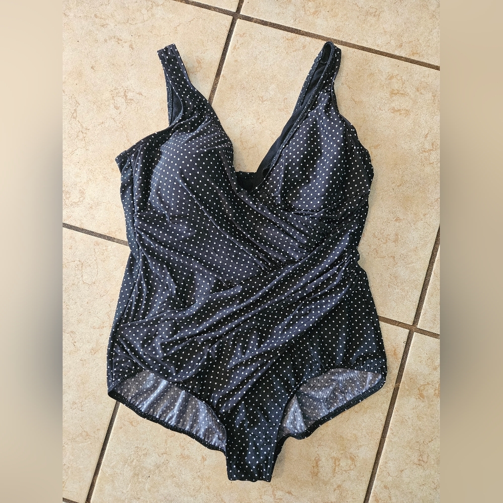 Miraclesuit Black and White Polka Dot Swimwear